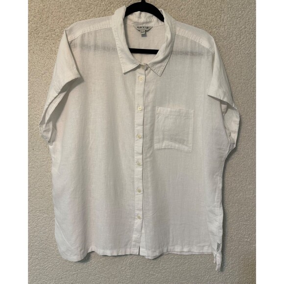 Orvis‎ Tops for Women - Linen Blend Womens Short Sleeve Shirts (White, XXL) - Picture 5 of 10